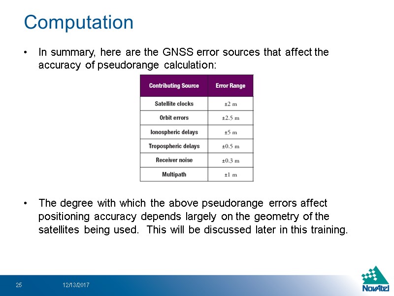 In summary, here are the GNSS error sources that affect the accuracy of pseudorange